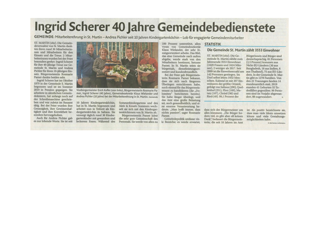 24.01.2020 Dolomiten, Ingrid Scherer 40 Jahre Gemeindebedienstete.pdf