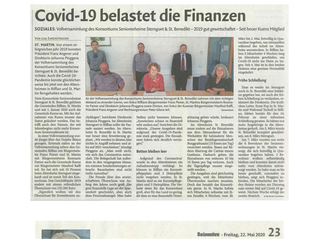 22.05.2020 Dolomiten, Covid-19 belastet die Finanzen.pdf