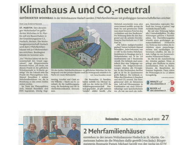 Dolomiten - Klimahaus A und C02-neutral