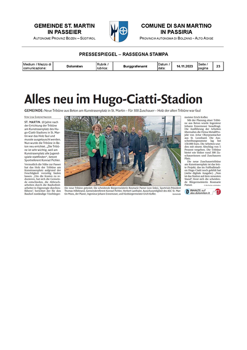 Dolomiten - Alles neu im Hugo-Ciatti-Stadion